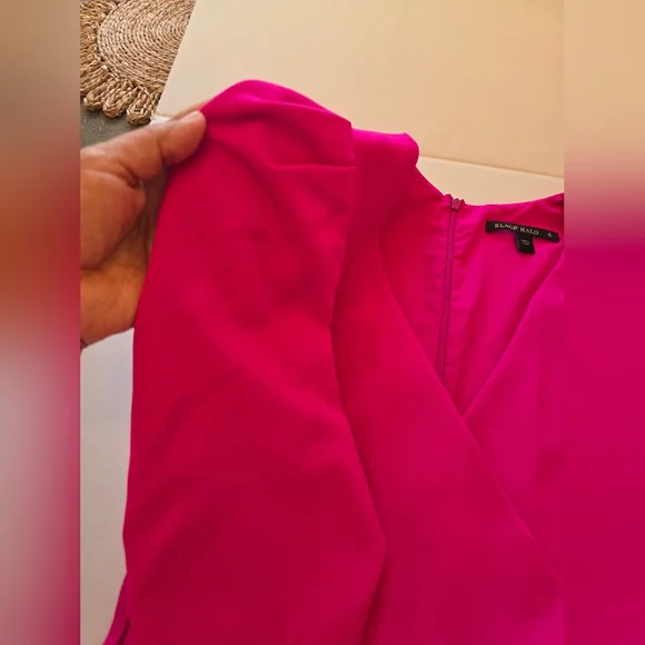 Black Halo Maricopa Puffer Sleeve Mini Dress Vibrant Pink Size 6 - Picture 5 of 12
